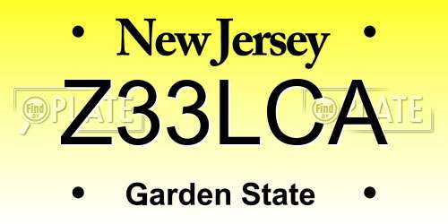 Z33LCA New Jersey License Plate