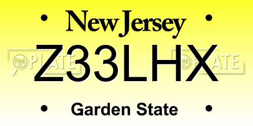 Z33LHX New Jersey License Plate