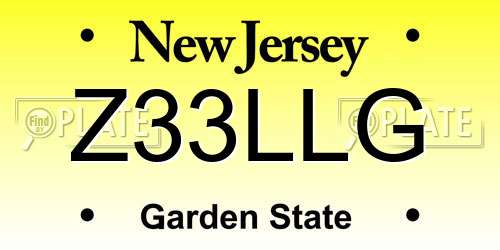 Z33LLG New Jersey License Plate