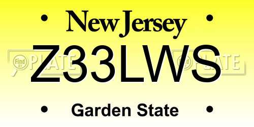 Z33LWS New Jersey License Plate