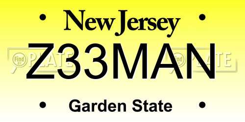 Z33MAN New Jersey License Plate