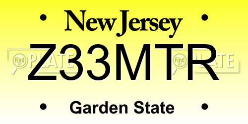 Z33MTR New Jersey License Plate
