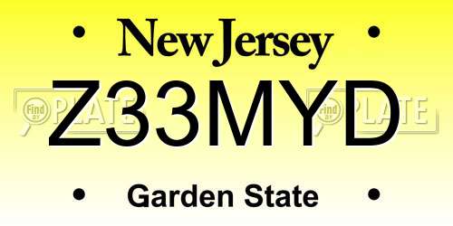 Z33MYD New Jersey License Plate