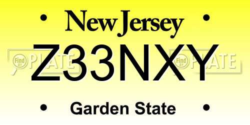 Z33NXY New Jersey License Plate