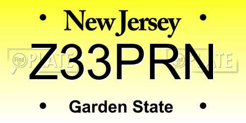 Z33PRN New Jersey License Plate