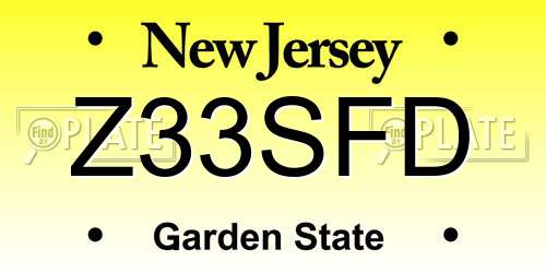 Z33SFD New Jersey License Plate
