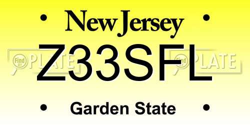 Z33SFL New Jersey License Plate