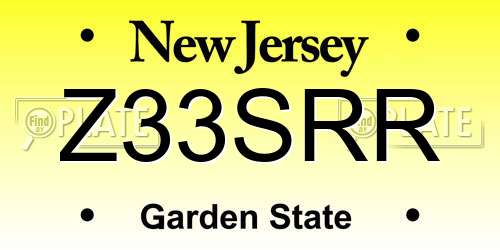 Z33SRR New Jersey License Plate
