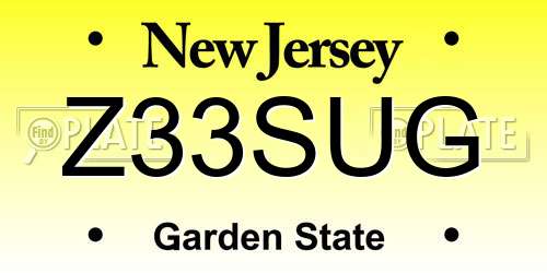 Z33SUG New Jersey License Plate