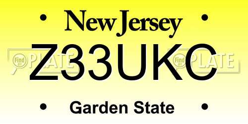 Z33UKC New Jersey License Plate
