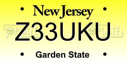 Z33UKU New Jersey License Plate