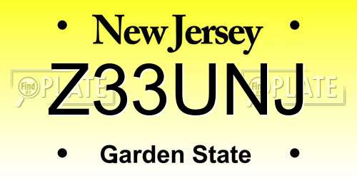 Z33UNJ New Jersey License Plate