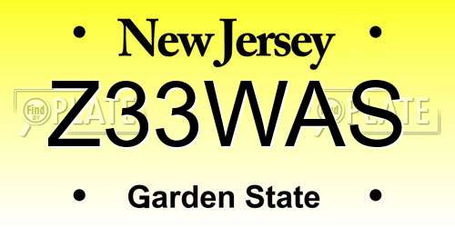 Z33WAS New Jersey License Plate