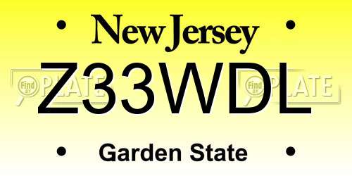 Z33WDL New Jersey License Plate
