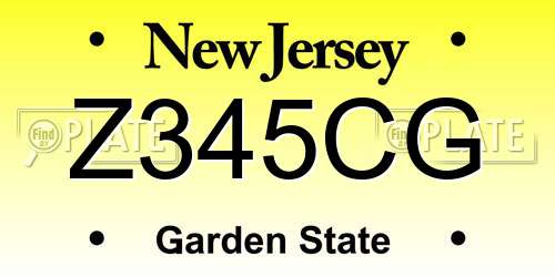 Z345CG New Jersey License Plate