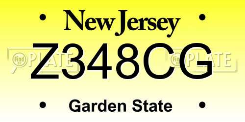 Z348CG New Jersey License Plate