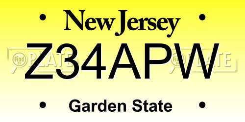 Z34APW New Jersey License Plate
