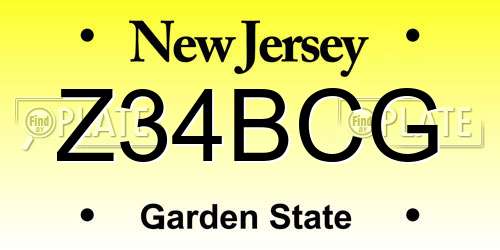 Z34BCG New Jersey License Plate