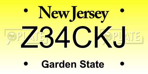 Z34CKJ New Jersey License Plate