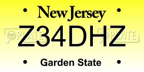 Z34DHZ New Jersey License Plate