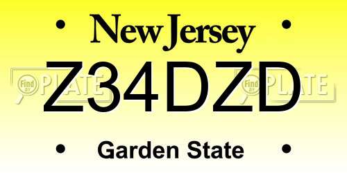 Z34DZD New Jersey License Plate