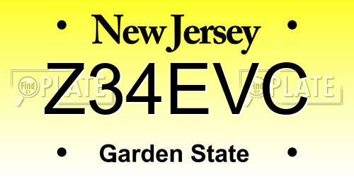 Z34EVC New Jersey License Plate