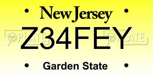 Z34FEY New Jersey License Plate