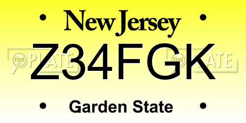 Z34FGK New Jersey License Plate