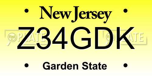 Z34GDK New Jersey License Plate