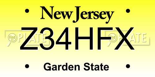 Z34HFX New Jersey License Plate