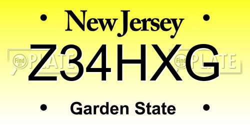 Z34HXG New Jersey License Plate