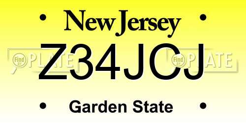 Z34JCJ New Jersey License Plate