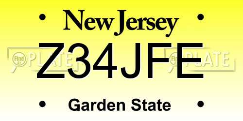 Z34JFE New Jersey License Plate