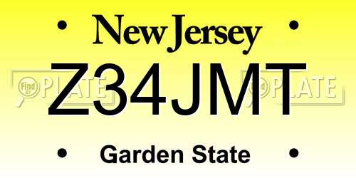 Z34JMT New Jersey License Plate
