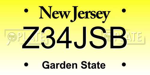 Z34JSB New Jersey License Plate