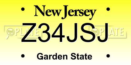 Z34JSJ New Jersey License Plate