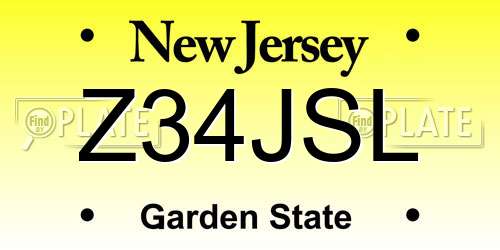 Z34JSL New Jersey License Plate