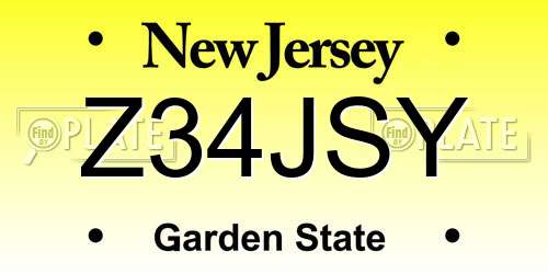 Z34JSY New Jersey License Plate