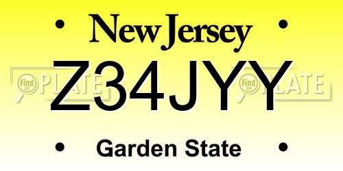 Z34JYY New Jersey License Plate