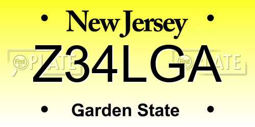 Z34LGA New Jersey License Plate
