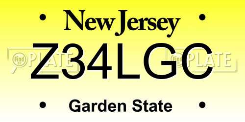 Z34LGC New Jersey License Plate