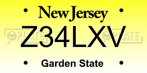 Z34LXV New Jersey License Plate