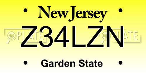 Z34LZN New Jersey License Plate