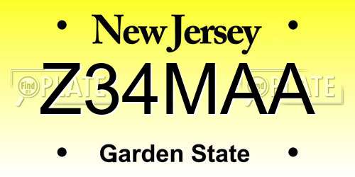 Z34MAA New Jersey License Plate