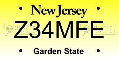 Z34MFE New Jersey License Plate