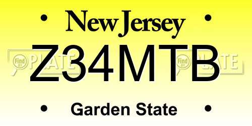 Z34MTB New Jersey License Plate