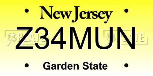 Z34MUN New Jersey License Plate