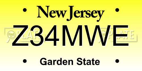 Z34MWE New Jersey License Plate
