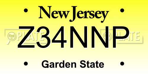 Z34NNP New Jersey License Plate