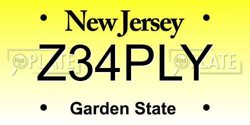Z34PLY New Jersey License Plate